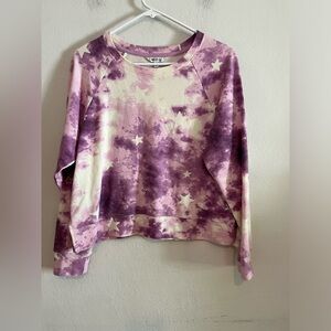 3/$20 Wildfox Purple & White Tie Dye With Hearts Cropped Sweater Medium